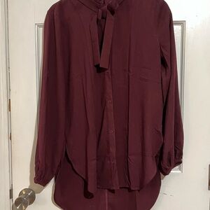 Elegant Burgundy Women's Blouse AND Burgundy Body Suit with Shorts